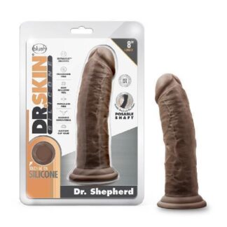 Dr. Skin Silicone - Dr. Shepherd - 8 Inch Dildo with Suction Cup - Chocolate