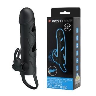 Penis Sleeve With Ball Strap - Negro